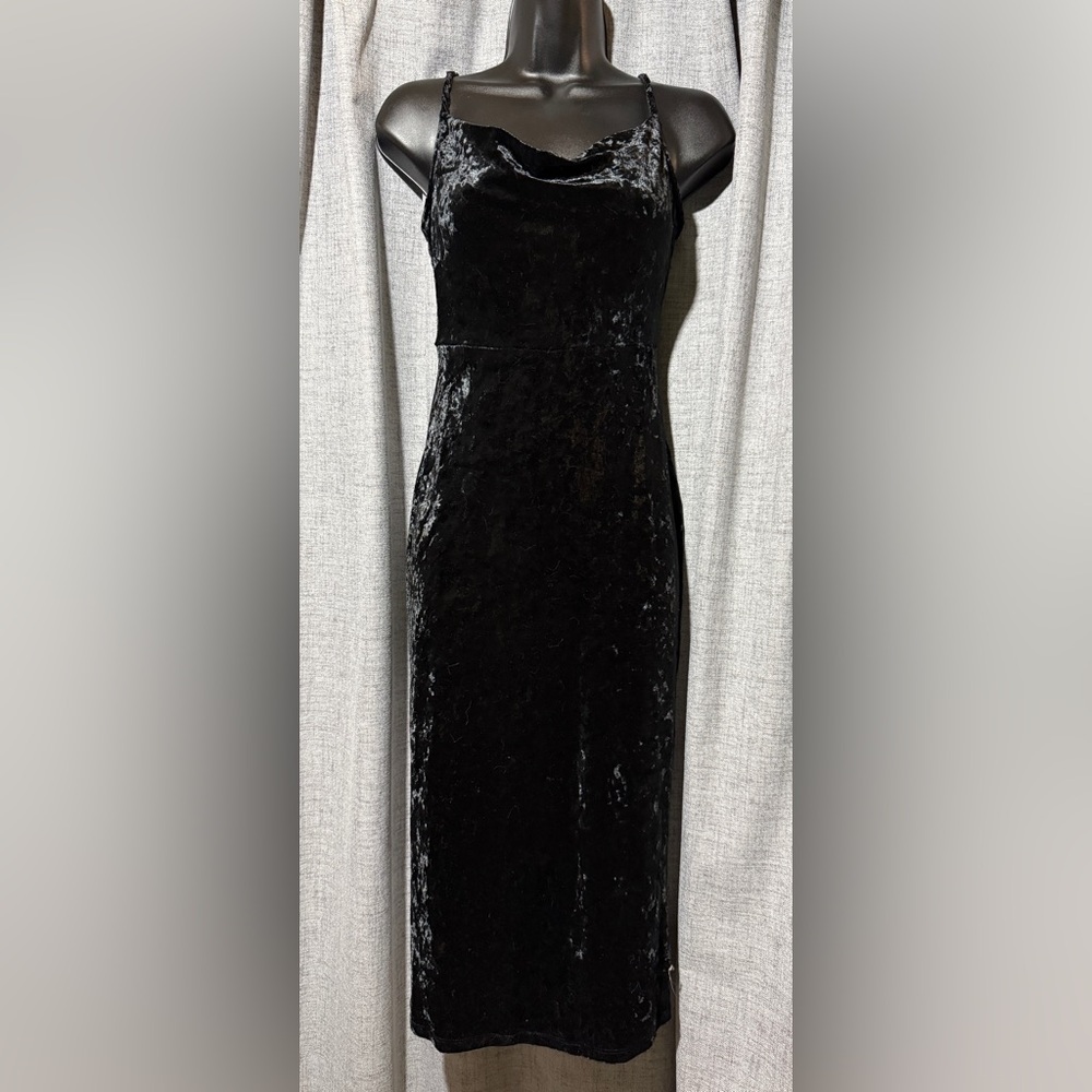 Forever 21 Black Crushed Velvet Cowl Neck Dress